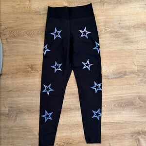 Ultracor Black Leggings with Blue Star Design